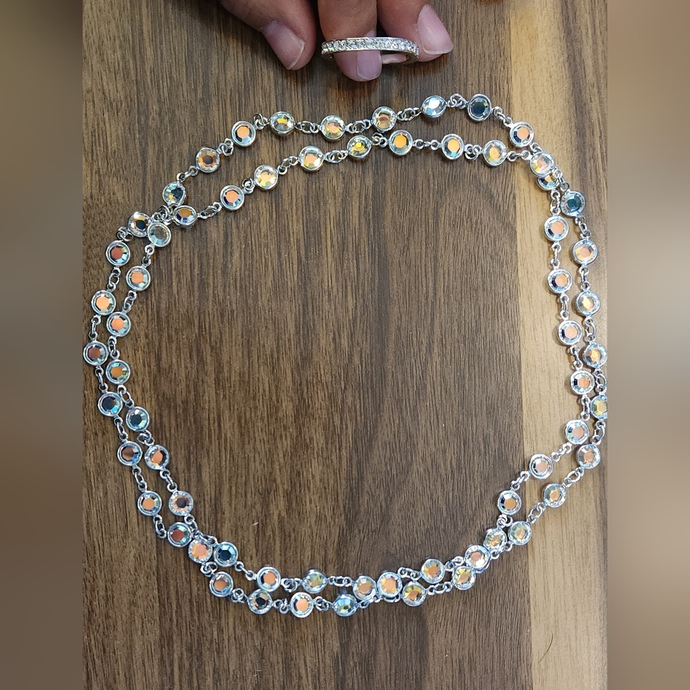 Touchstone Crystal Aurore Boreale Chanelle Necklace with Crystal Converter